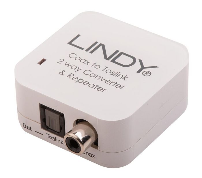 Lindy Convertidor Bi-direccional TosLink (Óptico) y Coaxial de Audio Digital para Dual Audio, 24 bit / 192kHz