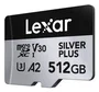 Lexar Professional SILVER PLUS 512 GB MicroSDXC UHS-I Tarjeta de Memoria, 205 MB/s Lectura, 150 MB/s Escritura, Clase V30 A2 - LMSSIPL512G-BNANG