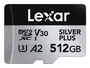 Lexar Professional SILVER PLUS 512 GB MicroSDXC UHS-I Tarjeta de Memoria, 205 MB/s Lectura, 150 MB/s Escritura, Clase V30 A2 - LMSSIPL512G-BNANG