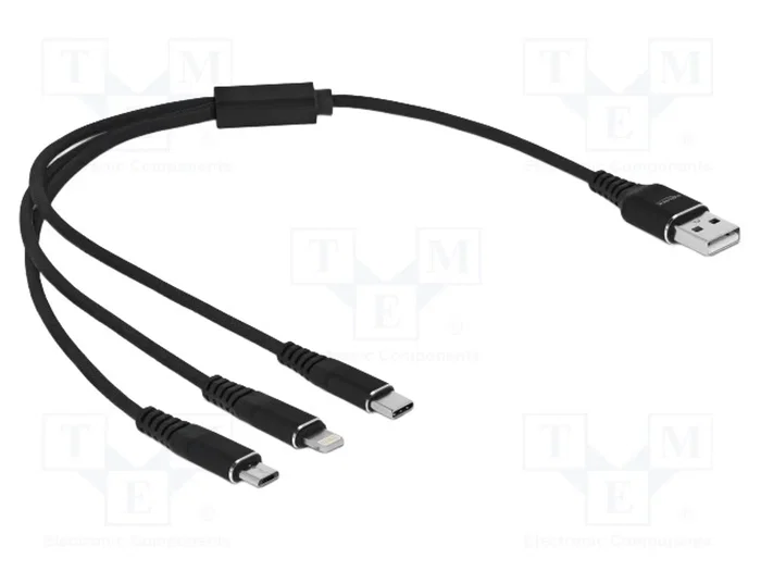 DeLOCK Cable de carga 3 en 1 USB-A a Lightning/Micro USB/USB-C 30 cm Negro DeLOCK Cable de carga 3 en 1 USB-A a Lightning/Micro USB/USB-C 30 cm Negro