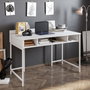 Hanah Home Mesa de Estudio Blanca 119.5cm x 65.2cm x 62cm Melamina Patas Metálicas