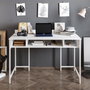 Hanah Home Mesa de Estudio Blanca 119.5cm x 65.2cm x 62cm Melamina Patas Metálicas