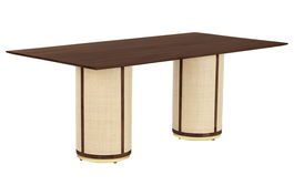 DKD Home Decor Mesa Comedor Sixties Mango y Fibra Natural 200x76x100 cm