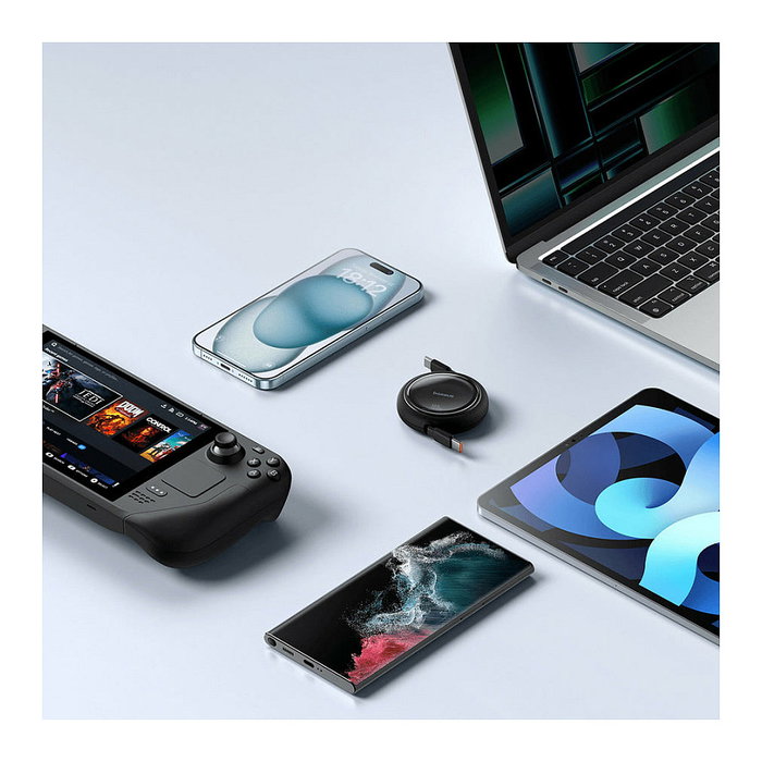 Baseus Free2Draw Cable USB C a USB C Retráctil 100W 1m Negro Baseus Free2Draw Cable USB C a USB C Retráctil 100W 1m Negro