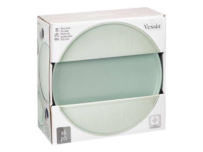Vessia Plato Llano Liso 26 cm Verde Ceramica (Set de 12)