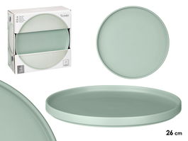 Vessia Plato Llano Liso 26 cm Verde Ceramica (Set de 12)