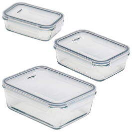 Cook Concept Juego de 3 Herméticos Horno Cristal con tapa 1,8L 0,8L 0,35L