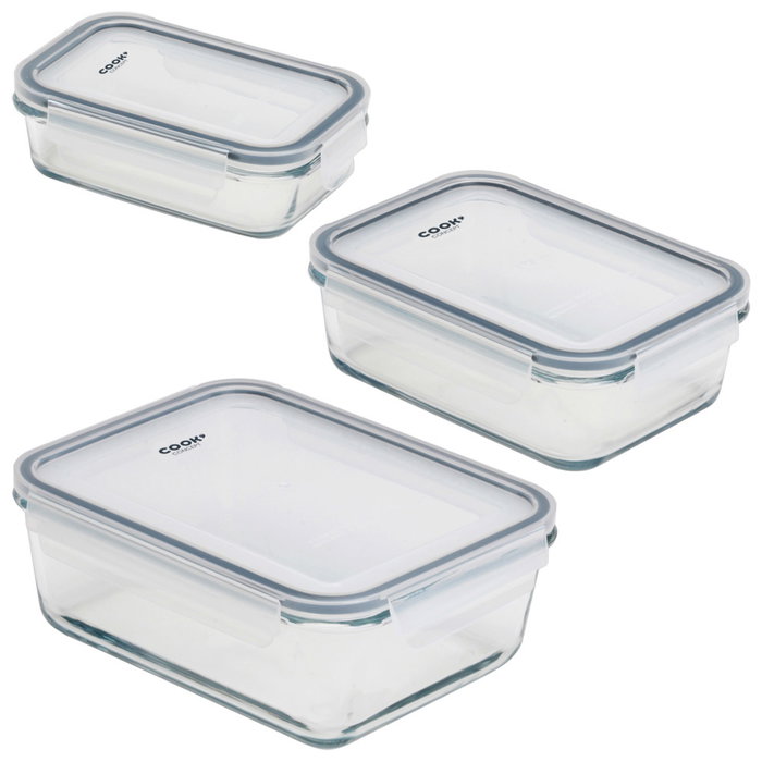 Cook Concept Juego de 3 Herméticos Horno Cristal con tapa 1,8L 0,8L 0,35L Cook Concept Juego de 3 Herméticos Horno Cristal con tapa 1,8L 0,8L 0,35L
