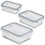 Cook Concept Juego de 3 Herméticos Horno Cristal con tapa 1,8L 0,8L 0,35L