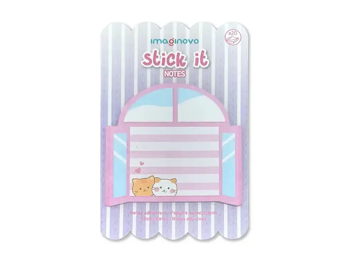 Imaginovo Bloc notas adhesivas fantasía Meow 20 hojas 70x70 mm