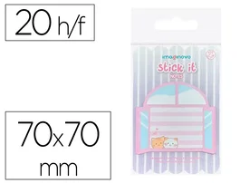 Imaginovo Bloc notas adhesivas fantasía Meow 20 hojas 70x70 mm