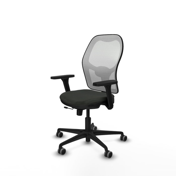 PIQUERAS Y CRESPO Silla de oficina Jorquera con mecanismo Sincro/Traslack, Tela Negra y Malla Blanca