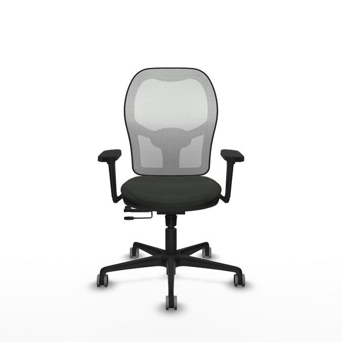 PIQUERAS Y CRESPO Silla de oficina Jorquera con mecanismo Sincro/Traslack, Tela Negra y Malla Blanca