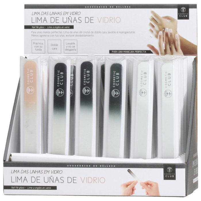 Cosmetic Club Lima Uñas Vidrio Doble Cara Lavable No se Desgasta 19,5x2 cm Colores Surtidos