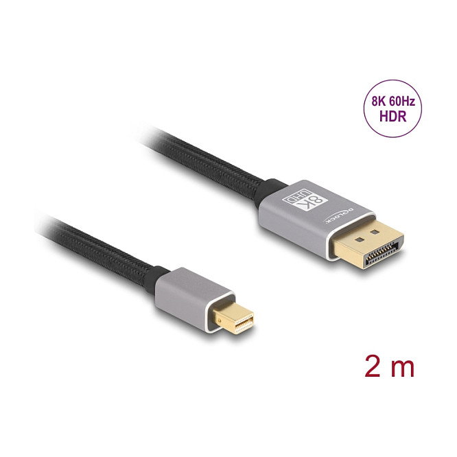 DeLOCK Cable Mini DisplayPort a DisplayPort 8K 60Hz 2m Gris Metal DeLOCK Cable Mini DisplayPort a DisplayPort 8K 60Hz 2m Gris Metal