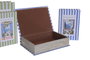 DKD Home Decor Set de 2 Cajas Libro de Rayas en Colores Surtidos