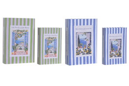 DKD Home Decor Set de 2 Cajas Libro de Rayas en Colores Surtidos