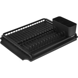Brabantia Escurridor de platos Gris oscuro con cesta para cubiertos