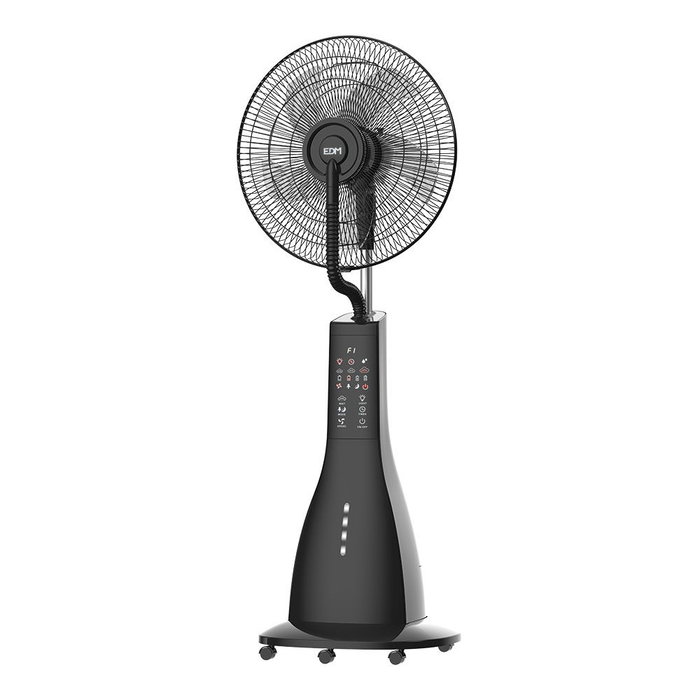 EDM Ventilador Nebulizador Recargable 70W, Control Remoto, 9 Velocidades, 3 Modos, Temporizador 9h, Batería 4500mAh, Tanque 3.1L, Humidificación 200ml/h, Ø41 x 128 cm