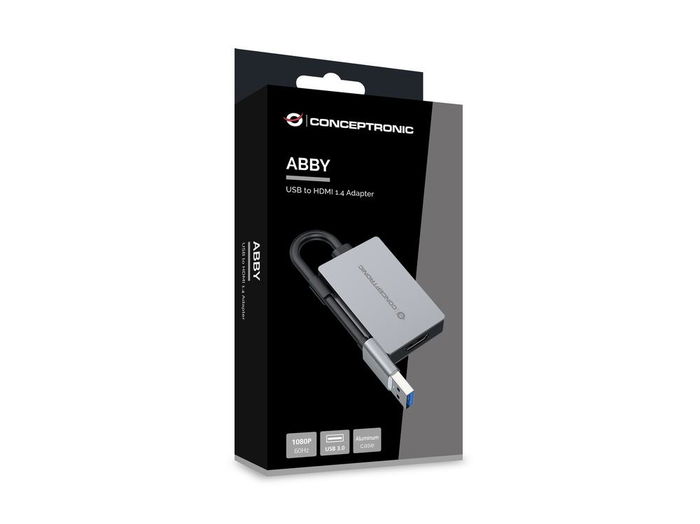 Conceptronic ABBY22G Adaptador USB 3.0 a HDMI Gris, Soporta 1080P 60Hz
