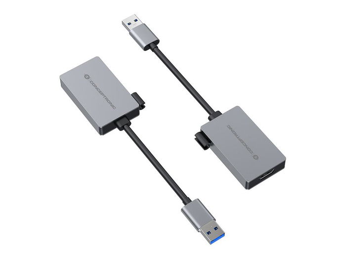 Conceptronic ABBY22G Adaptador USB 3.0 a HDMI Gris, Soporta 1080P 60Hz