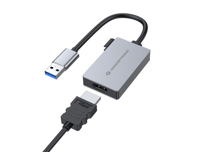 Conceptronic ABBY22G Adaptador USB 3.0 a HDMI Gris, Soporta 1080P 60Hz