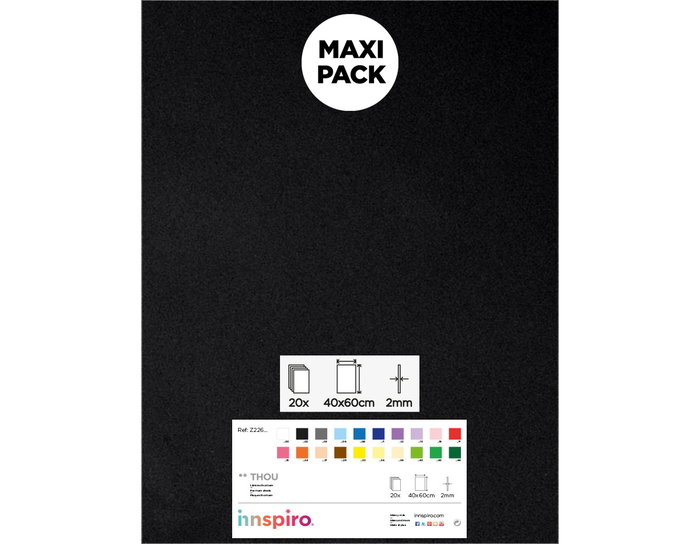 Innspiro Goma EVA negro láminas 40x60cm x 2mm 20 unidades Innspiro Goma EVA negro láminas 40x60cm x 2mm 20 unidades