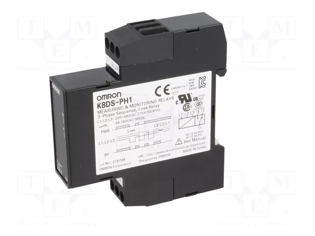 OMRON K8DS-PH1 Relé de monitorización de tensión trifásica OMRON K8DS-PH1 Relé de monitorización de tensión trifásica