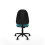 Silla de oficina Algarra con mecanismo Contacto permanente básico tapizada con Tela color Turquesa. Equipada con Base poliamida negra, Sin brazos y Ruedas de parqué
