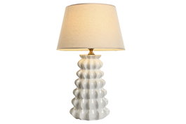 DKD Home Decor Lámpara de Sobremesa de Porcelana y Algodón Blanca