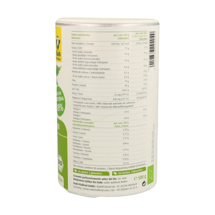 Raab Vitalfood Proteína de Cáñamo Natural Bio 500g Raab Vitalfood Proteína de Cáñamo Natural Bio 500g