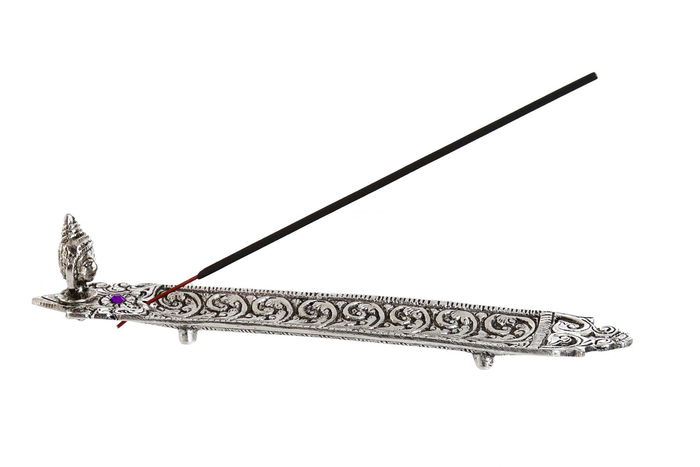 DKD Home Decor Soporte Incienso Indio Aluminio Plateado 4 x 4 x 22 cm (12 Unidades)