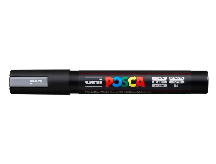 POSCA Marcador PC-5M Punta Bala 1.8-2.5mm No Permanente Plata POSCA Marcador PC-5M Punta Bala 1.8-2.5mm No Permanente Plata
