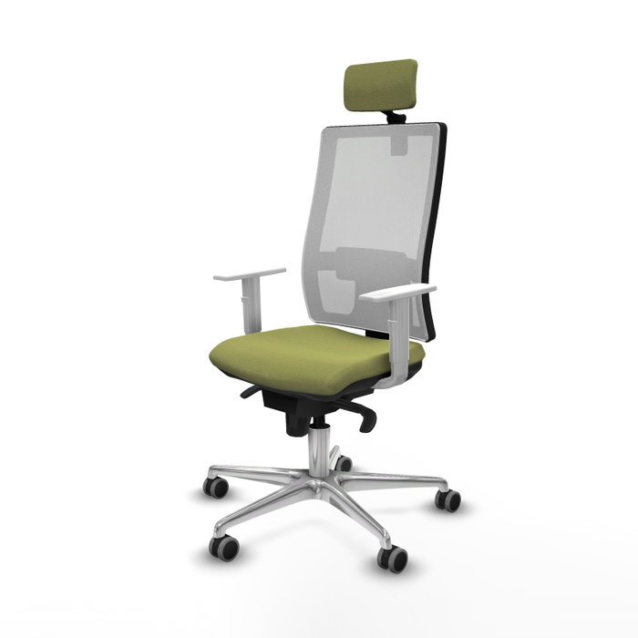 PIQUERAS Y CRESPO Silla de oficina Horna con mecanismo Sincro, Verde oliva y Blanco