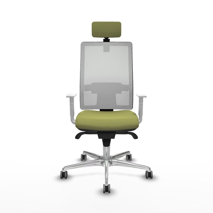 PIQUERAS Y CRESPO Silla de oficina Horna con mecanismo Sincro, Verde oliva y Blanco