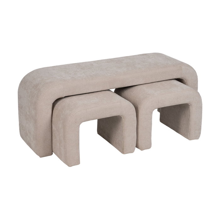 S/3 Banco Beige Dm-Tejido 126 X 43 X 50 cm