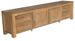 DKD Home Decor Mueble Tv Indo minimal 24 Teca Reciclada Natural 250 x 60 x 45 cm