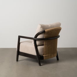 Sillón Negro Tejido-Madera Salón 70 X 77 X 72 cm
