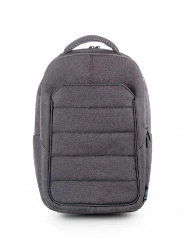 Urban Factory ELB15UF Mochila para Portátil de 15.6" (39.6 cm), Gris, Poliéster Reciclado, Resistente al Agua, con Múltiples Bolsillos