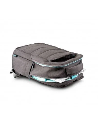 Urban Factory ELB15UF Mochila para Portátil de 15.6" (39.6 cm), Gris, Poliéster Reciclado, Resistente al Agua, con Múltiples Bolsillos