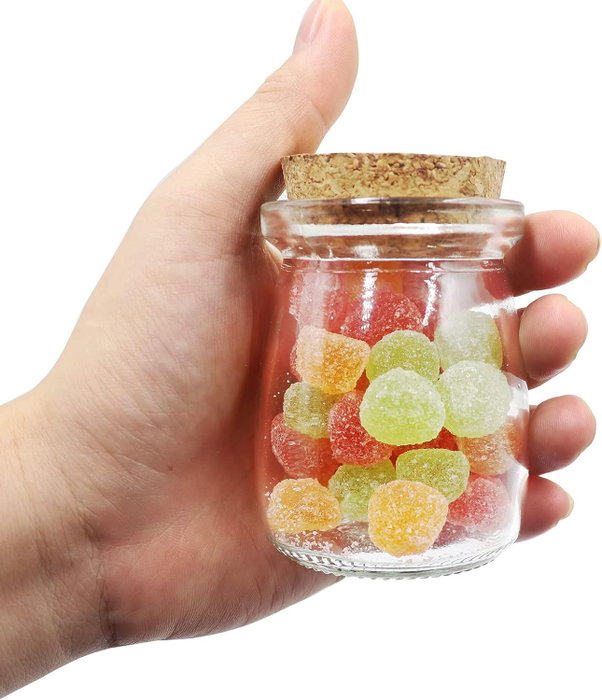 La Mediterranea Tarrito de Vidrio con Tapa de Corcho 100ml (Pack de 36 Unidades)