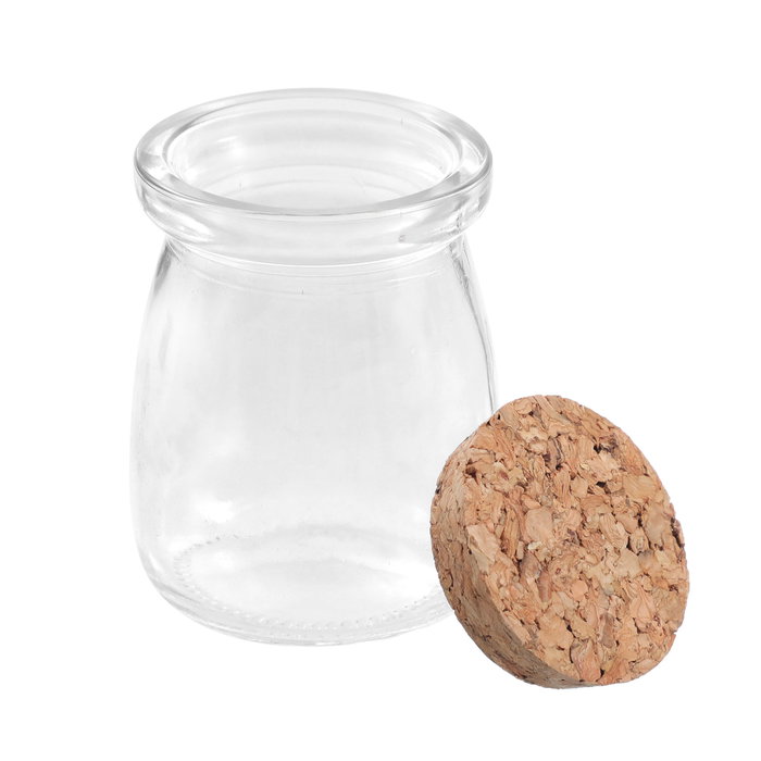 La Mediterranea Tarrito de Vidrio con Tapa de Corcho 100ml (Pack de 36 Unidades)