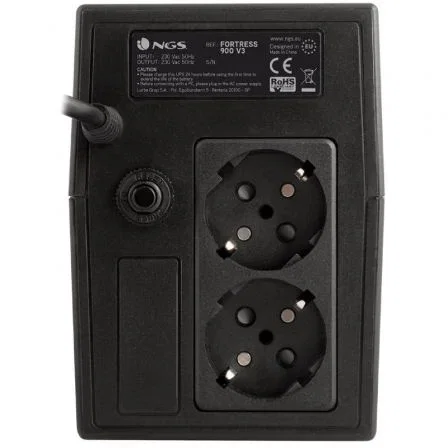 NGS FORTRESS900V3 SAI Offline 600VA Torre con 2 Salidas y Función AVR para Protección contra Sobretensiones y Cortes de Energía