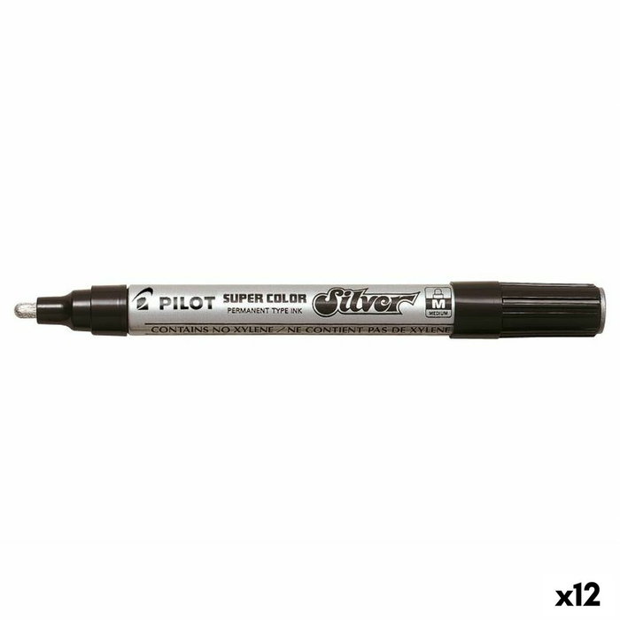 Pilot Marcador Permanente Desechable Plata Medio (Set de 12)