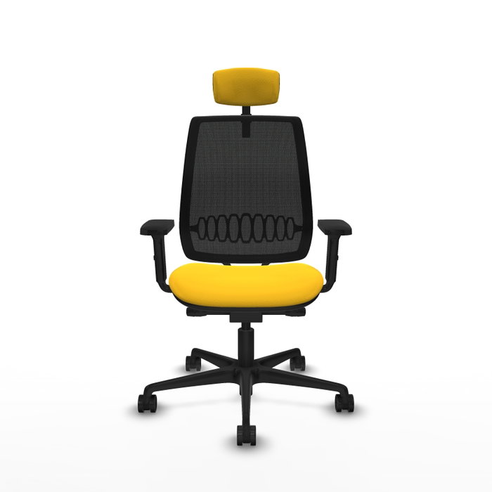 PIQUERAS Y CRESPO Silla de oficina Alares con mecanismo traslack, malla negra y similpiel amarillo