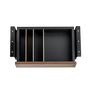 Phoenix Artisan - Cajón organizador de escritorio con 4 compartimentos, madera y raíl metálico, 42x27.8x11.5 cm, para tableros de oficina