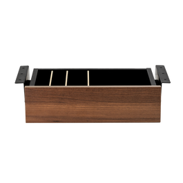 Phoenix Artisan - Cajón organizador de escritorio con 4 compartimentos, madera y raíl metálico, 42x27.8x11.5 cm, para tableros de oficina