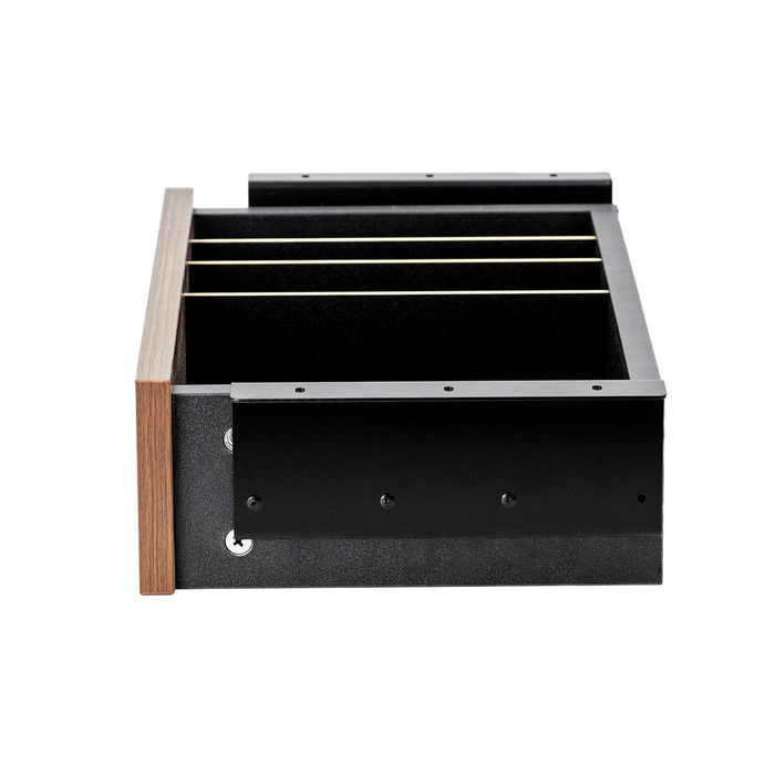 Phoenix Artisan - Cajón organizador de escritorio con 4 compartimentos, madera y raíl metálico, 42x27.8x11.5 cm, para tableros de oficina