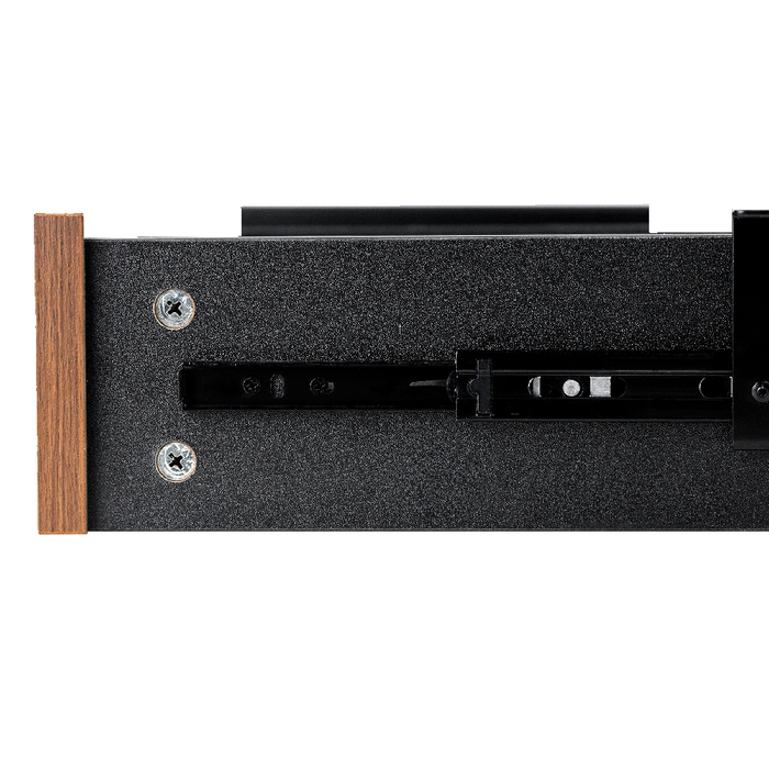 Phoenix Artisan - Cajón organizador de escritorio con 4 compartimentos, madera y raíl metálico, 42x27.8x11.5 cm, para tableros de oficina