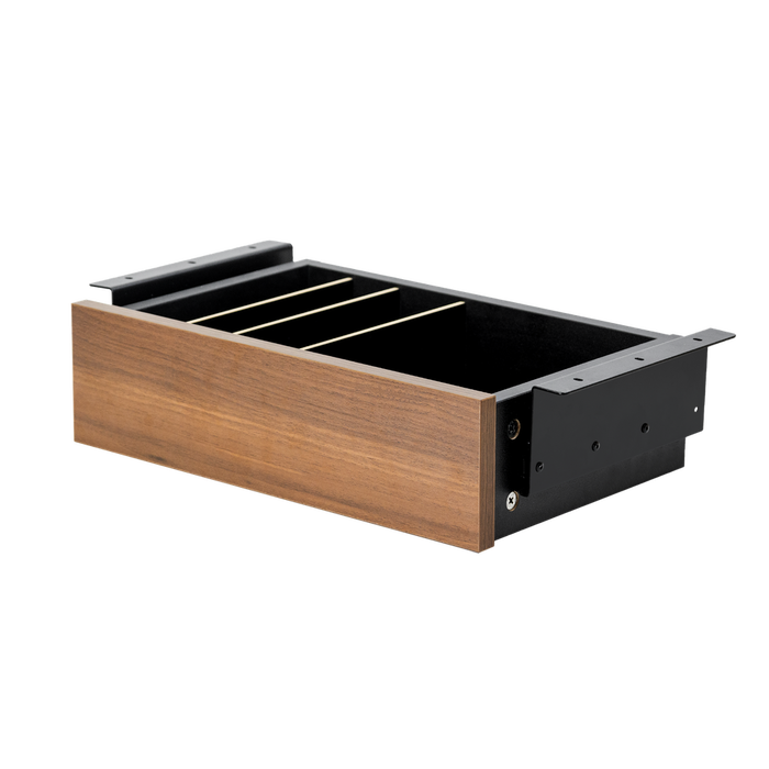 Phoenix Artisan - Cajón organizador de escritorio con 4 compartimentos, madera y raíl metálico, 42x27.8x11.5 cm, para tableros de oficina